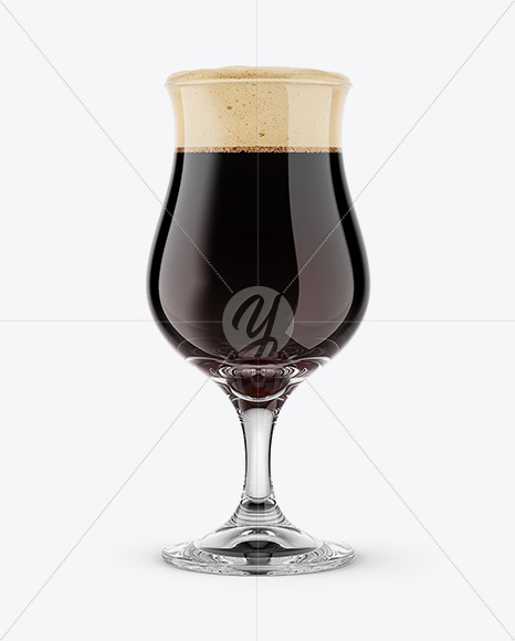 Tulip Glass With Irish Dry Stout Beer Mockup