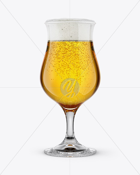 Tulip Glass With Lager Beer Mockup