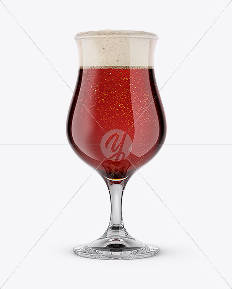 Tulip Glass With Red Ale Mockup