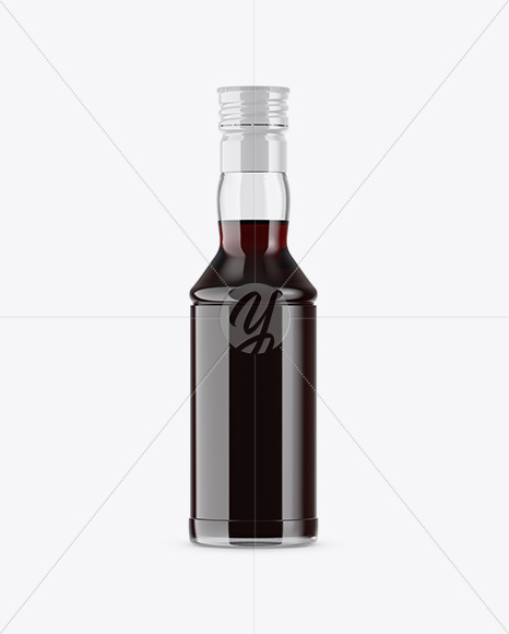 Clear Glass Dark Syrup Bottle Mockup