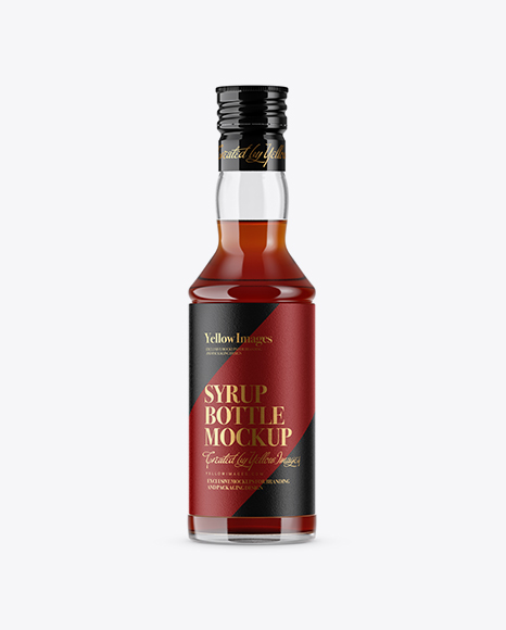 Clear Glass Nut Syrup Bottle Mockup