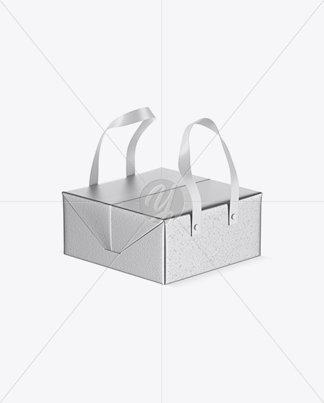 Metallic Box With Handles Mockup - Half Side View