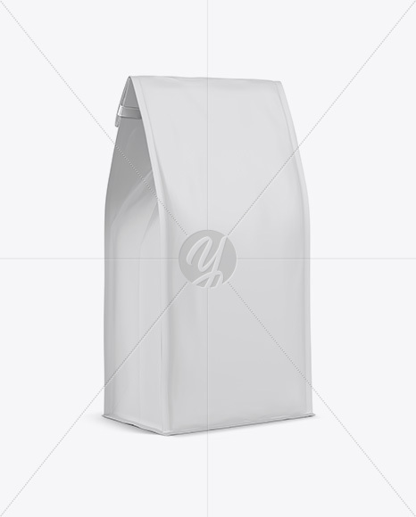 Matte Coffee Bag w/ a Tin-Tie Mockup - Halfside View