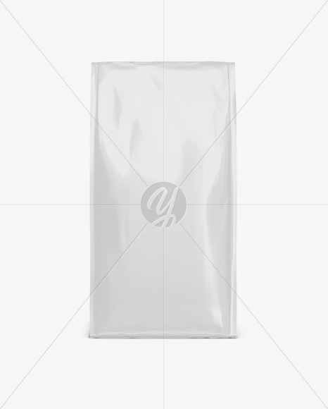 Glossy Paper Coffee Bag Mockup - Front View