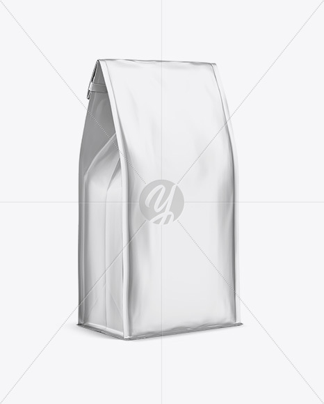 Matte Metallic Coffee Bag w/ a Tin-Tie Mockup - Halfside View