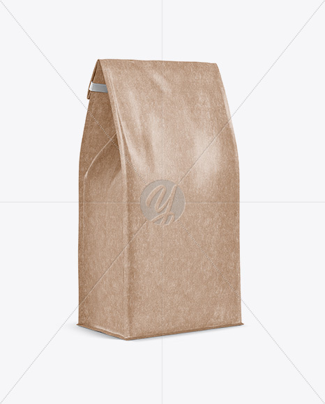 Kraft Paper Coffee Bag w/ a Tin-Tie Mockup - Halfside View