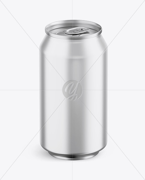 Aluminium Can With Metallic Finish Mockup - Front View (High-Angle Shot)