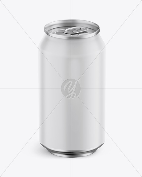 Matte Aluminium Can Mockup - Front View (High-Angle Shot)