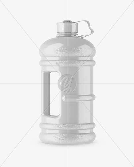 Glossy 2.2l Gym Water Bottle Mockup - Side View