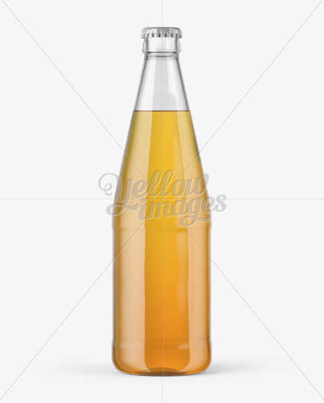 568ml Clear Glass Bottle with Lager Beer Mockup