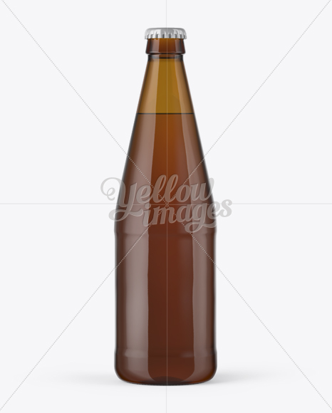 568ml Amber Glass Bottle with Light Beer Mockup