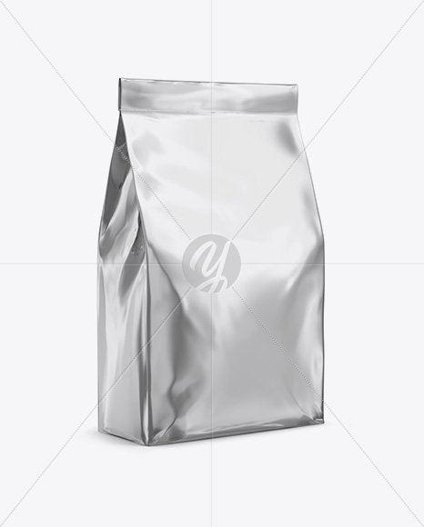 Stitched Metallic Bag Mockup - Halfside View