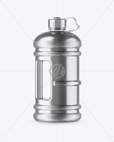 Metallic 2.2l Gym Water Bottle Mockup - Side View