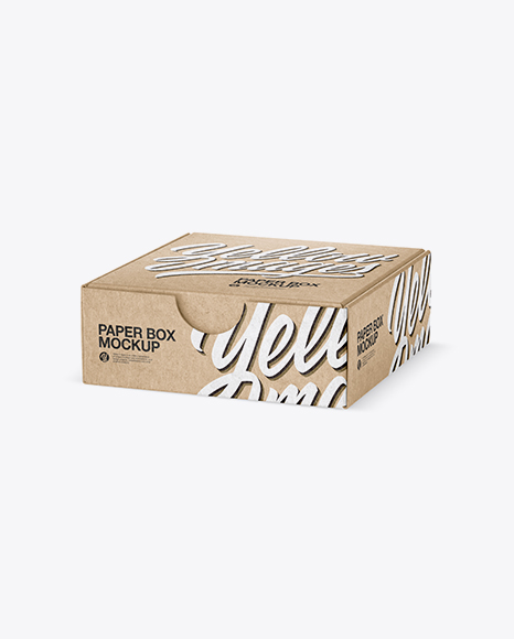 Kraft Paper Box Mockup - Half Side View