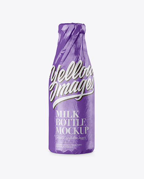 Bottle Wrapped in Glossy Paper Mockup