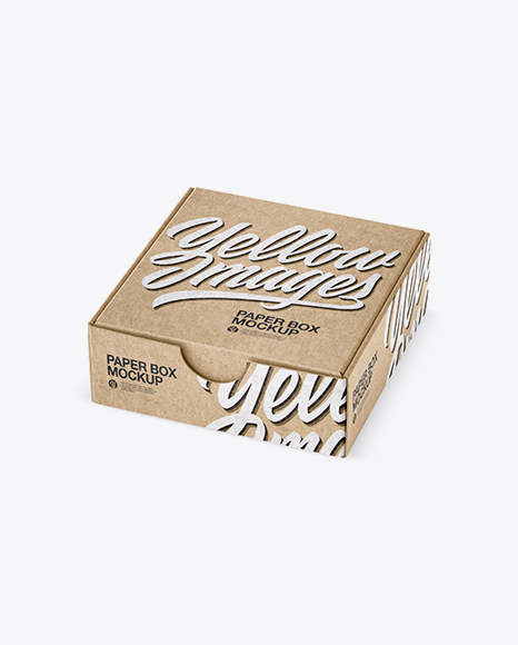 Kraft Paper Box Mockup - Half Side View (High-Angle Shot)