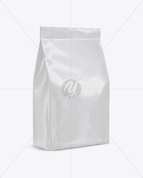 Stitched Glossy Paper Bag Mockup - Halfside View