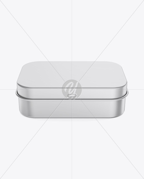 Glossy Tin Box Mockup - Front View (High-Angle Shot)