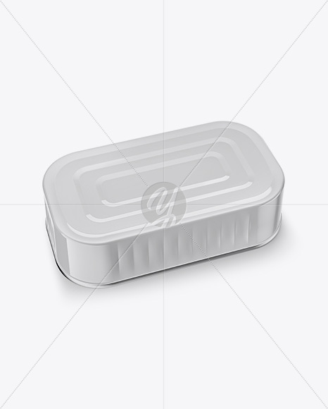 Rectangular Tin Can Mockup - Half Side View (High-Angle Shot)