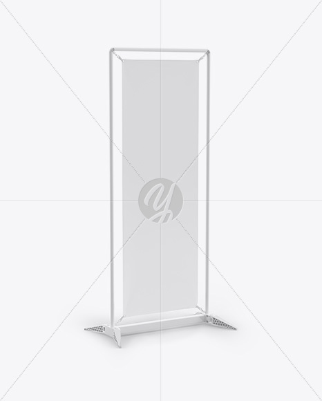 Glossy Vinyl Stand-Up Banner in Frame Mockup - Half Side View