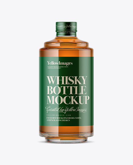 Glass Bottle W/ Whisky Mockup