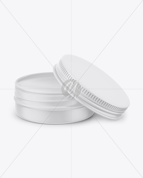 Opened Matte Lip Balm Tin Mockup - Front View (High-Angle Shot)