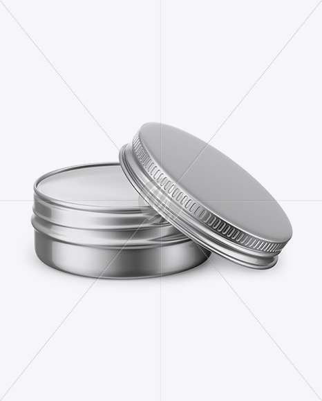 Opened Metallic Lip Balm Tin Mockup - Front View (High-Angle Shot