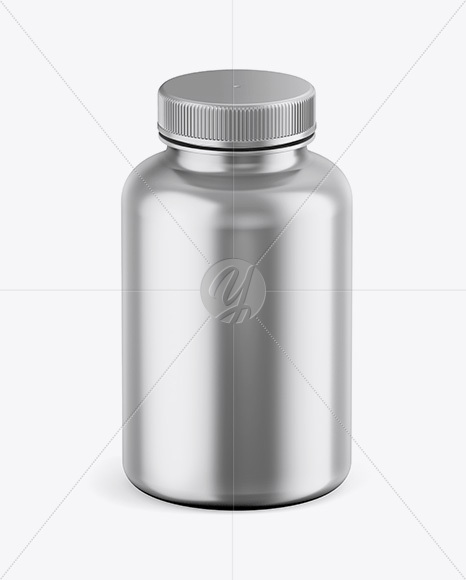 Metallic Protein Jar Mockup - Front View (High-Angle Shot)