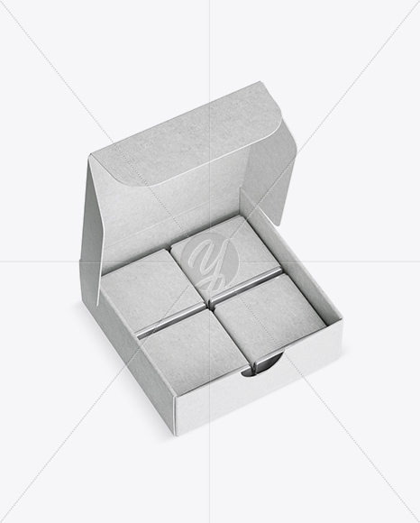 Opened Kraft Paper Box With Chocolates Mockup - Half Side View (High