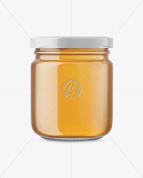 Glass Jar with Honey Mockup - Front View