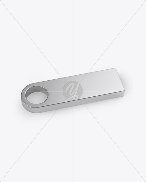 Aluminium Flash Drive Mockup - Half Side View (High-Angle Shot)