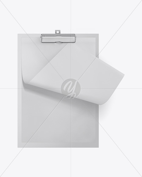 Plastic Clipboard With Paper Mockup - Front View