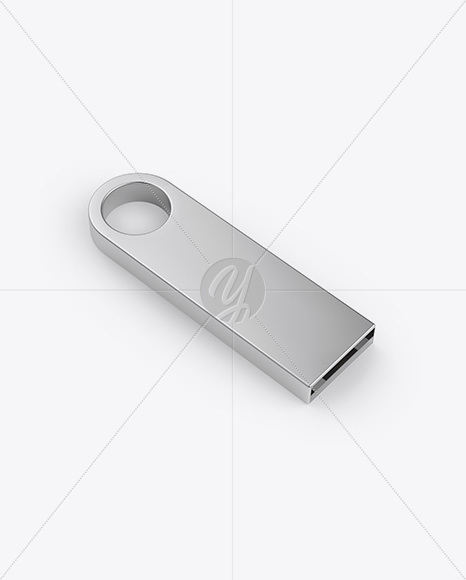 Aluminium Flash Drive Mockup - Half Side View (High-Angle Shot)