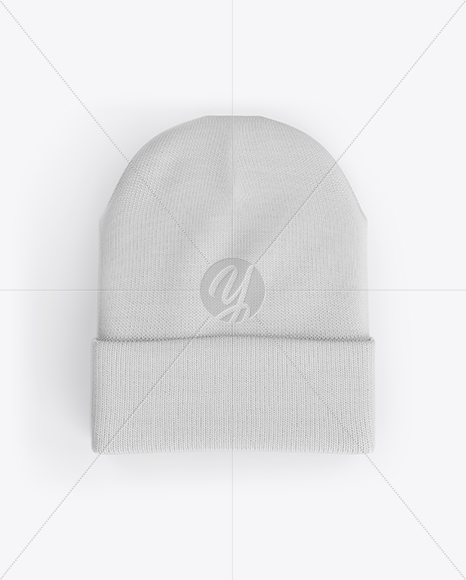 Turn Up Beanie Hat Mockup - Top View