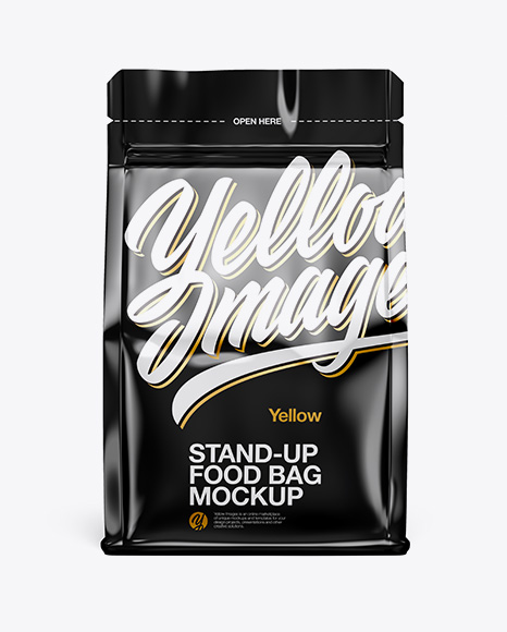 Glossy Food Bag Mockup - Front View