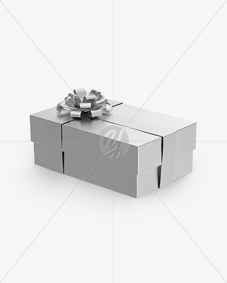 Metallic Gift Box Mockup - Half Side View