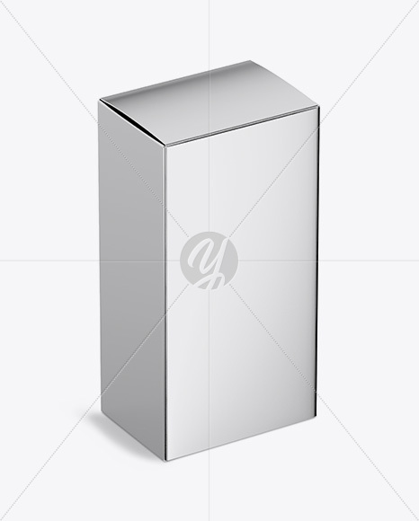Metallic Box Mockup - Half Side View (High-Angle Shot)