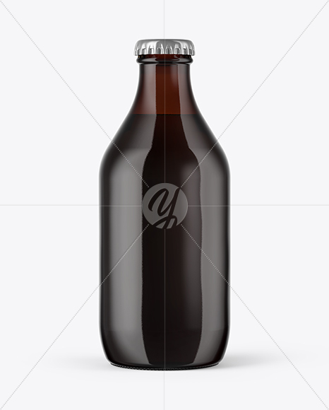 330ml Dark Amber Beer Bottle Mockup