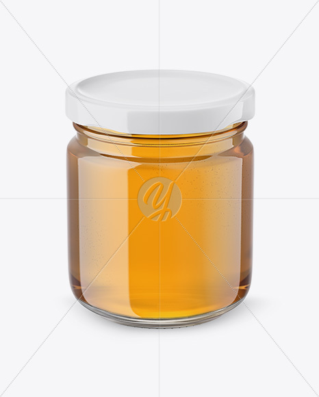 Glass Jar with Honey Mockup - Front View (High Angle Shot)