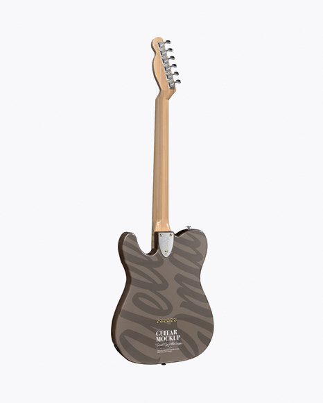 Electric Guitar with Wooden Fingerboard Mockup - Back Half Side View