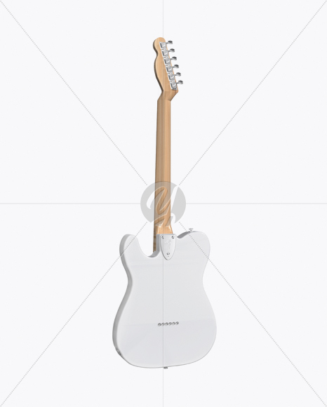 Electric Guitar with Wooden Fingerboard Mockup - Back Half Side View