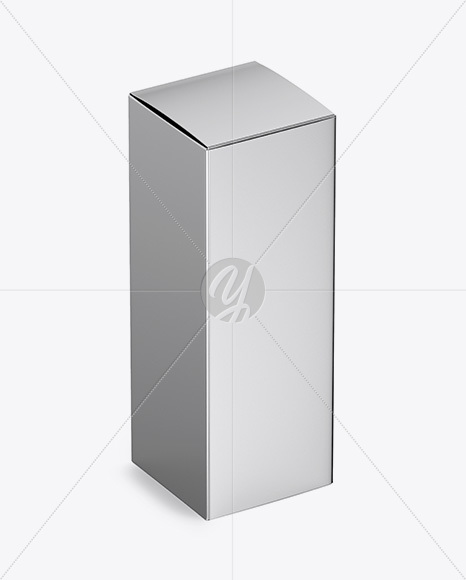 Metallic Box Mockup - Half Side View (High-Angle Shot)