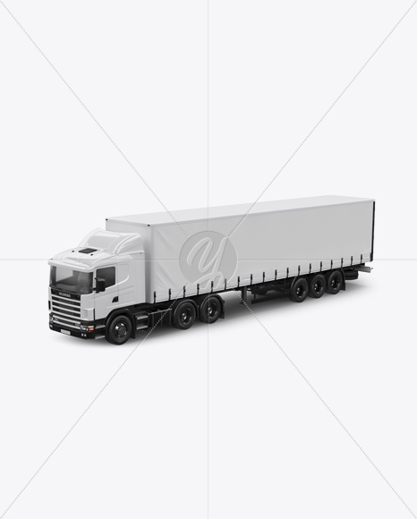 Scania Truck Mockup - Half Side View (High-Angle Shot)