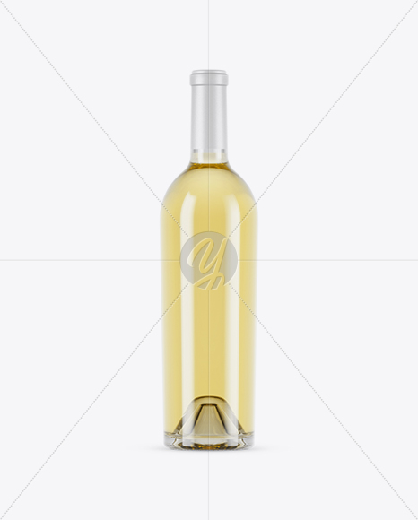 750ml Clear Glass White Wine Bottle Mockup