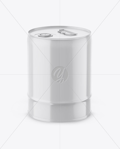 20L Tin Can with Closed Cap Mockup - Half Side View (High-Angle Shot)