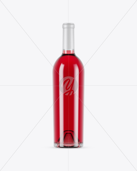 750ml Clear Glass Pink Wine Bottle Mockup