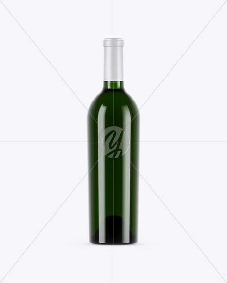 750ml Dark Green Glass Bottle With White Wine Mockup