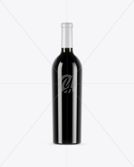 750ml Dark Green Glass Bottle With Red Wine Mockup