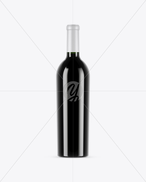 750ml Dark Green Glass Bottle With Red Wine Mockup