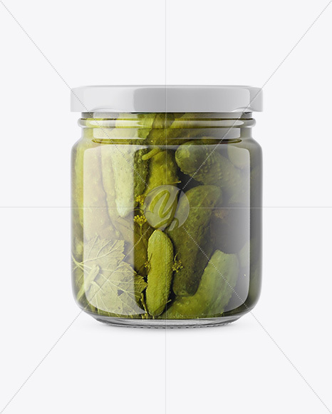 Glass Jar with Cucumbers Mockup - Front View